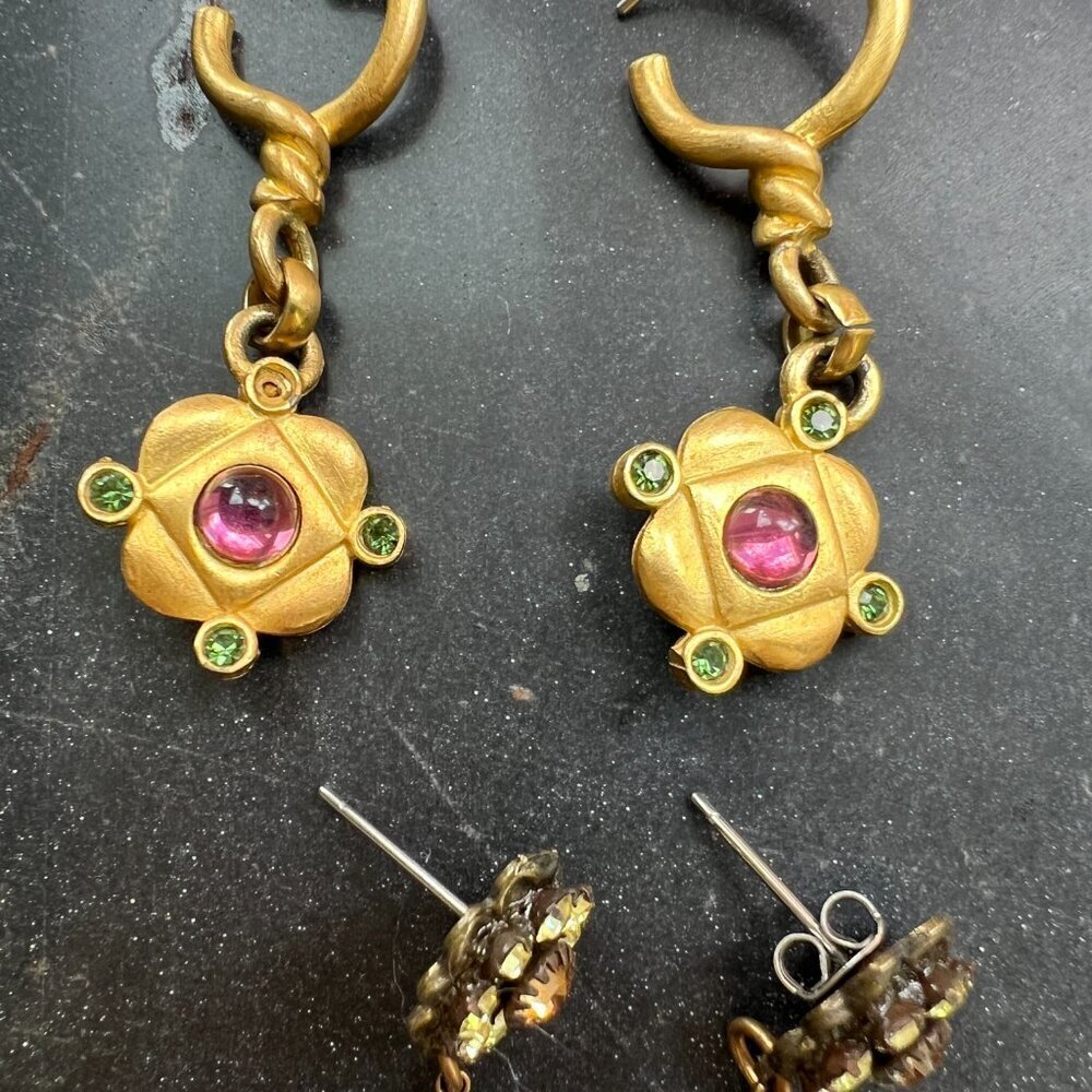 Vintage Earring Lot - Etruscan Crystal 90s - Picture 2 of 7